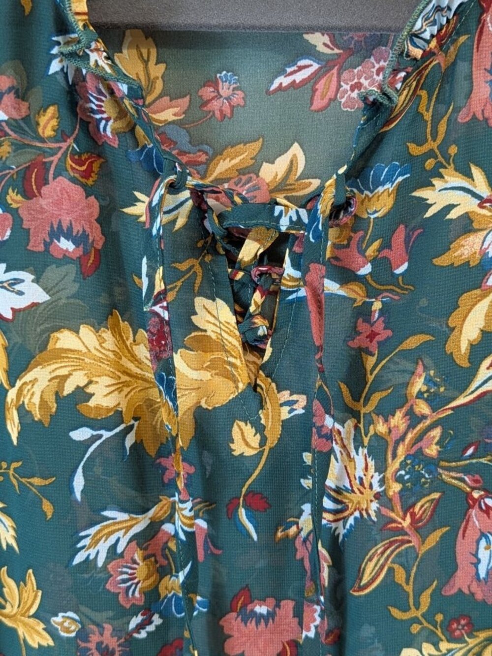 Frye Small Floral Prairie Peasant Top Bell Sleeve Boho Cottagecore Blouse Top - Picture 5 of 14